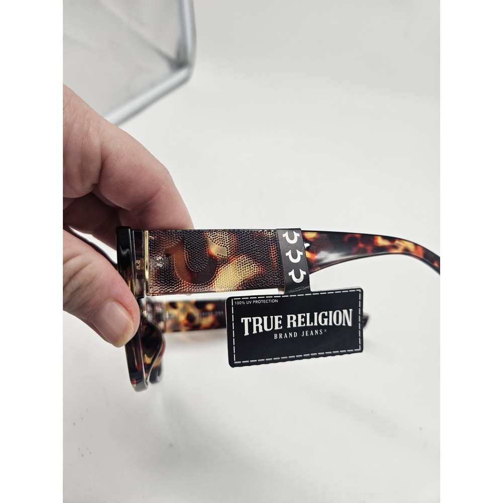 New Original TRUE RELIGION Square Oversized Tortoise Shell Sunglasses - Picture 3 of 4